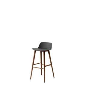 &Tradition Rely HW123 Bar Stool Low Back Lacquered Walnut/Stone Grey