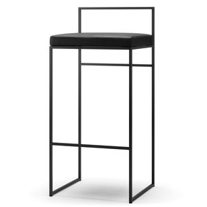Department Bar Stool With Backrest 90 cm Black/ Black Leather