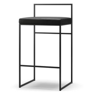 Department Bar Stool With Backrest 80 cm Black/ Black Leather