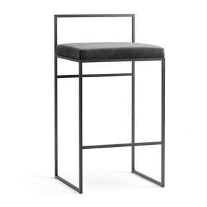 Department Bar Stool With Backrest 80 cm Black/Rust Bouclé