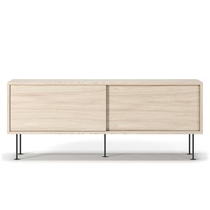 Decotique Vogue TV Bench With Legs 136 White Pigmented Oak/ Black