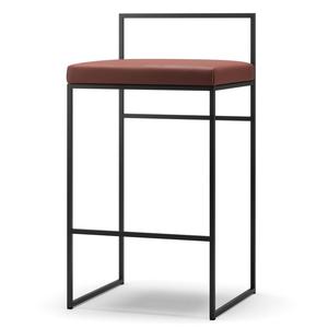 Department Bar Stool With Backrest 80 cm Black/Brown Leather