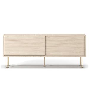 Decotique Vogue TV Bench With Legs 136 White Pigmented Oak/ Brass