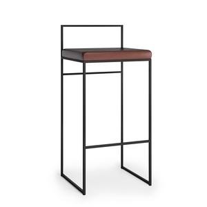 Department Bar Stool With Backrest 90 cm Black/Rust Bouclé