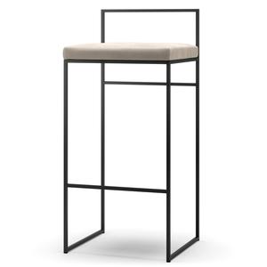 Department Bar Stool With Backrest 90 cm Black/ Beige Velvet