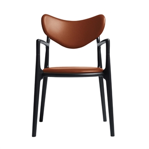 Ro Collection Salon Dining Chair Upholstered Black Lacquered Beech/Calvados Leather