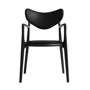 Ro Collection Salon Dining Chair Upholstered Black Lacquered Beech/ Black Leather