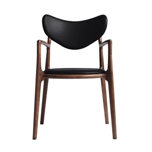 Ro Collection Salon Dining Chair Upholstered Beech/ Walnut/ Black Leather
