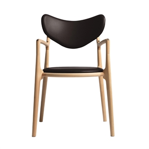 Ro Collection Salon Dining Chair Upholstered Oiled Beech/Dark Brown Leather