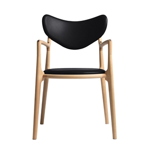 Ro Collection Salon Dining Chair Upholstered Oiled Beech/ Black Leather