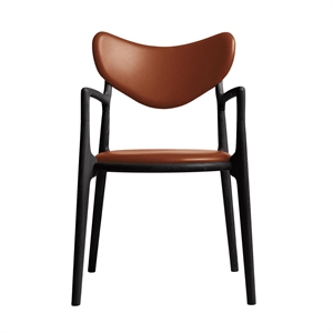 Ro Collection Salon Dining Chair Upholstered Black Lacquered Oak/Calvados Leather