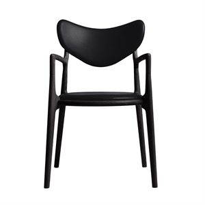 Ro Collection Salon Dining Chair Upholstered Black Lacquered Oak/ Black Leather