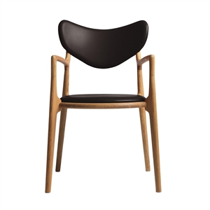 Ro Collection Salon Dining Chair Upholstered Oiled Oak/Dark Brown Leather