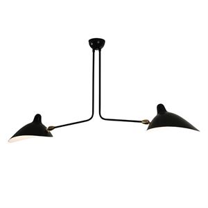 Serge Mouille Plafonnier 2 Ceiling Lamp Black & Brass Fixated