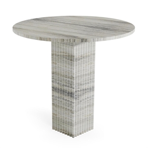 NORR11 Soho Dining Table Ø80 Silver Travertine