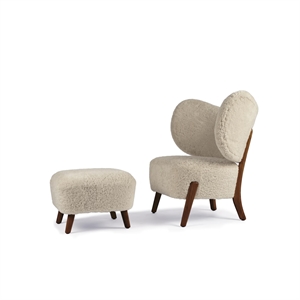 Mazo TMBO Armchair Walnut/Sheepskin Moonlight with Pouf