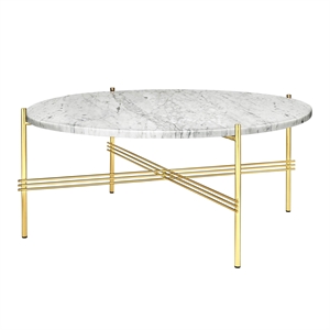 GUBI TS Coffee Table Round Ø80 Brass/ White Carrara Marble