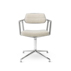 Vipp 453 Swivel Swivel Chair With Floor Glides Aluminum/ Wavy Off White/ Light Gray