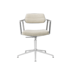 Vipp 453 Swivel+ Swivel Chair With Floor Glides Aluminum/ Wavy Off White/ Light Gray