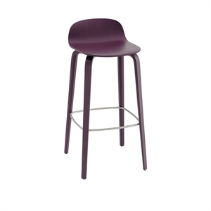 Muuto Visu Bar Stool With Wooden Base H75 Dark Plum