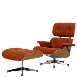 Vitra Eames Armchair With Ottoman Calma Cognac/ Aluminum/ Chestnut